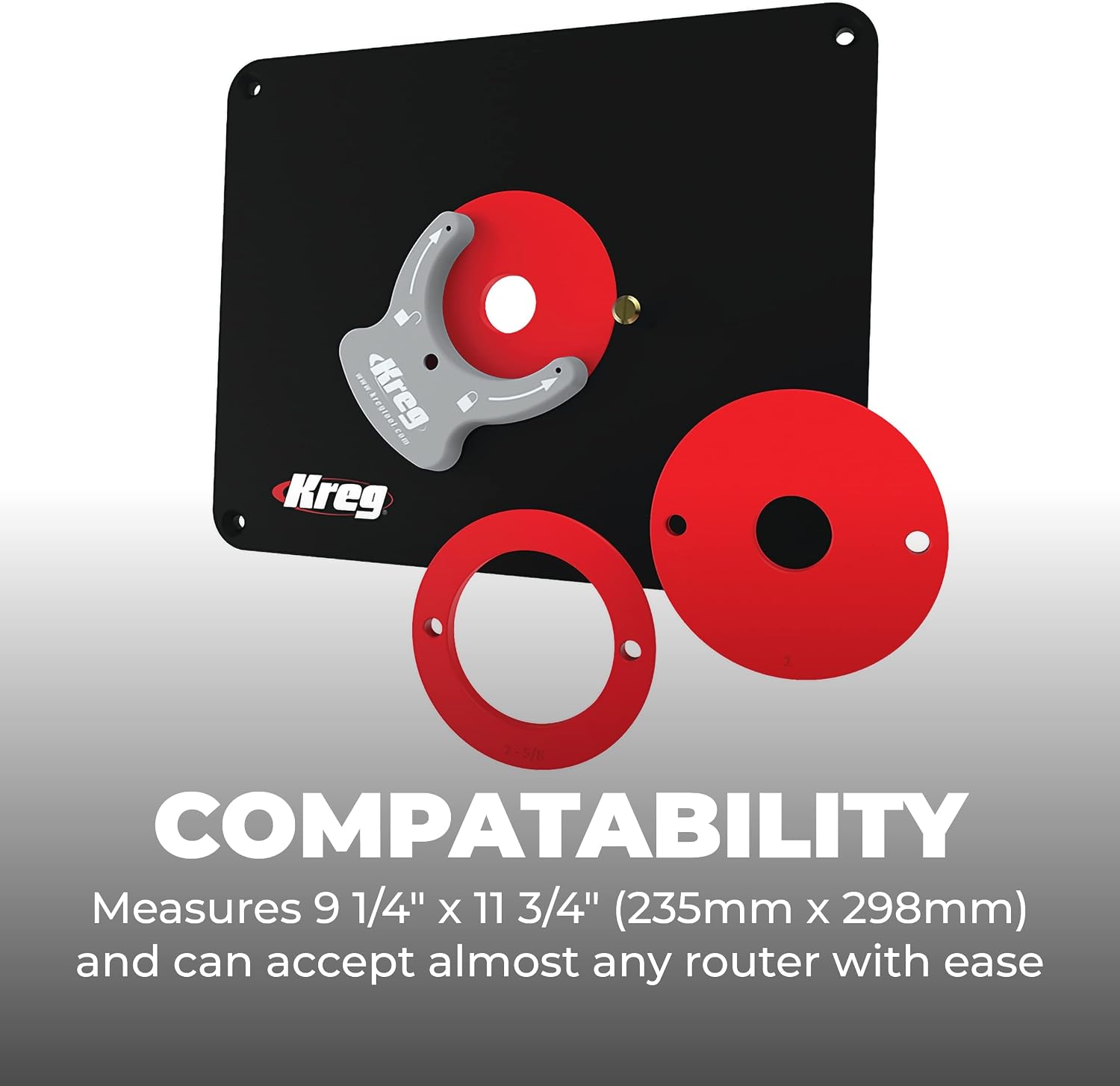 Kreg Precision Router Table Insert Plate - Predrilled for Triton MOF001 and TRA001 Routers - Level-Loc Rings - PRS4034