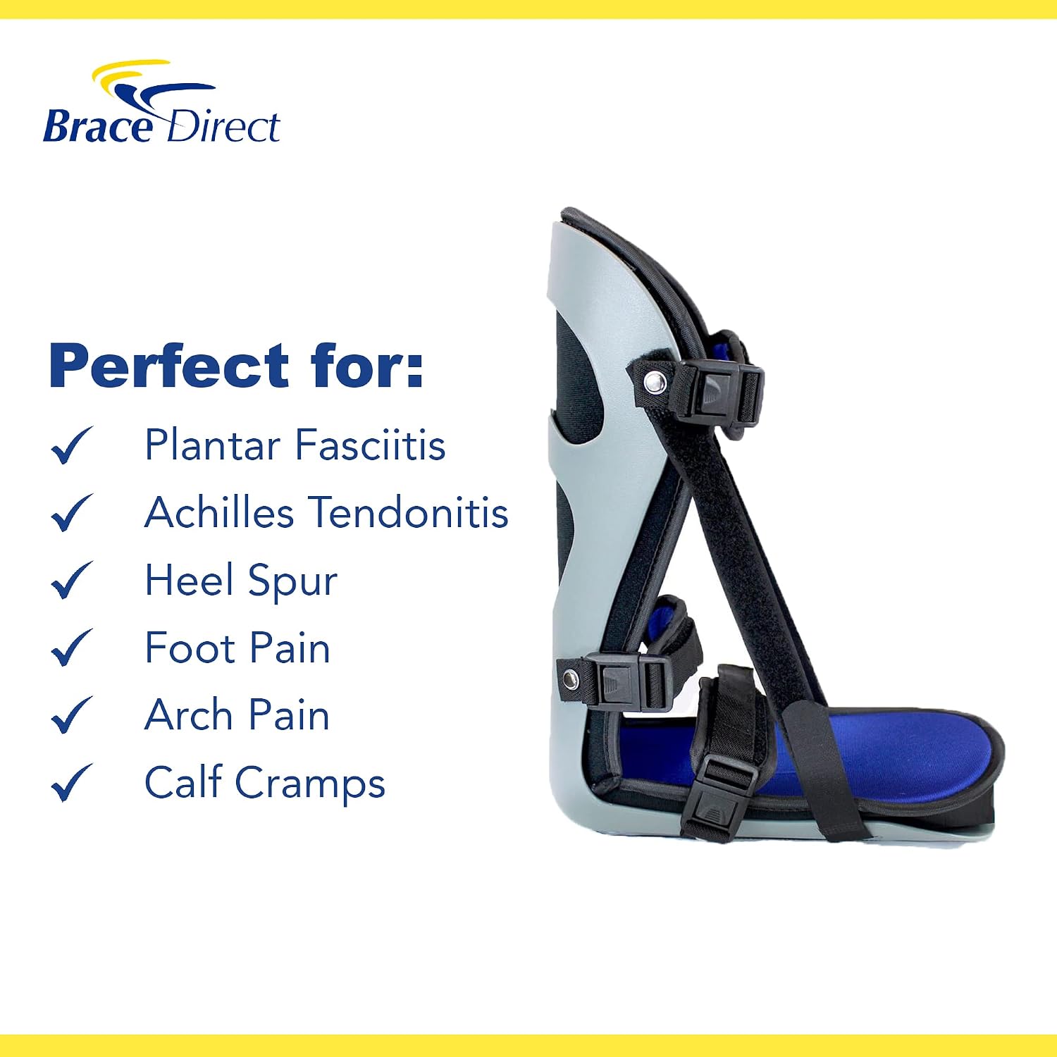 Brace Direct Night Splint for Plantar Fasciitis - Foot Drop Brace