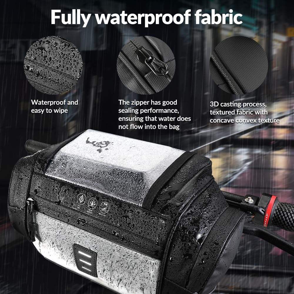 WOTOW Bike Handlebar Bag, Waterproof & with Sensitive Touch Screen, 3.5L