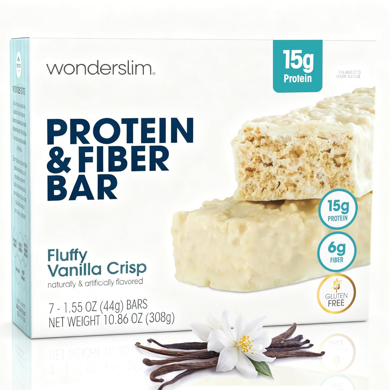 Wonderslim High Fiber Protein Bars, Low Calorie Snack – Fluffy Nutter, 7ct | 15g Protein, 7g Fiber – Gluten-Free, Low Sugar, Protein Snack Bars for Hunger & Craving Control, Weight Management Support