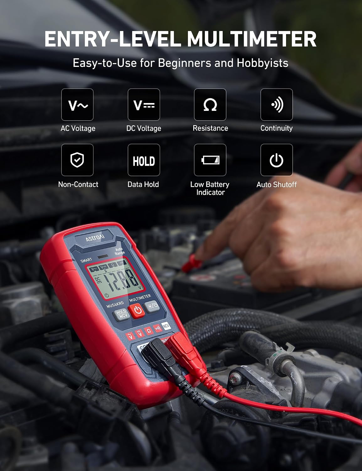 AstroAI Digital Multimeter, TRMS 4000 Counts, Auto-Ranging, Battery Test