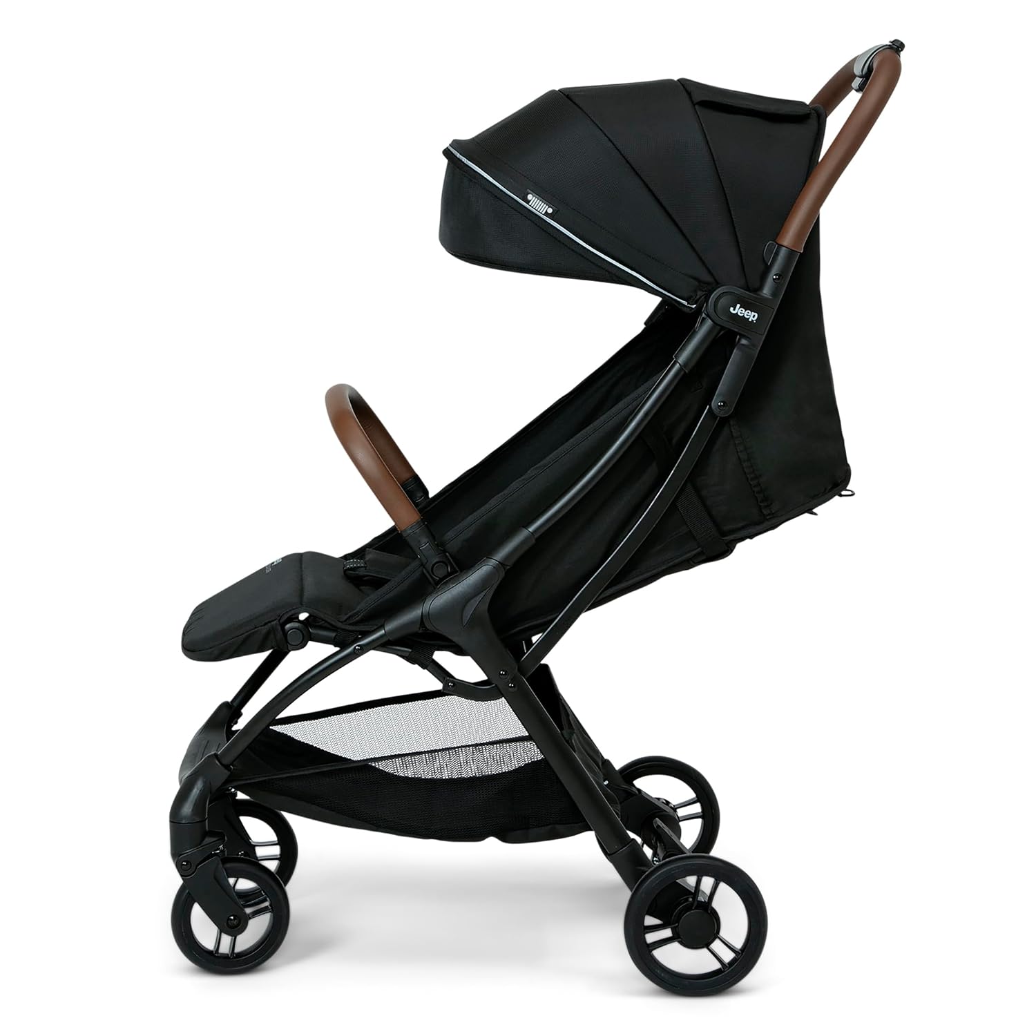 Jeep Altitude Compact Travel Stroller by Delta Children Greenguard Gold, Easy One Hand Fold, Lightweight, Extendable Canopy with Peek-a-Boo Window, Reclining Seat, 4 Wheel Suspension, Olive Green