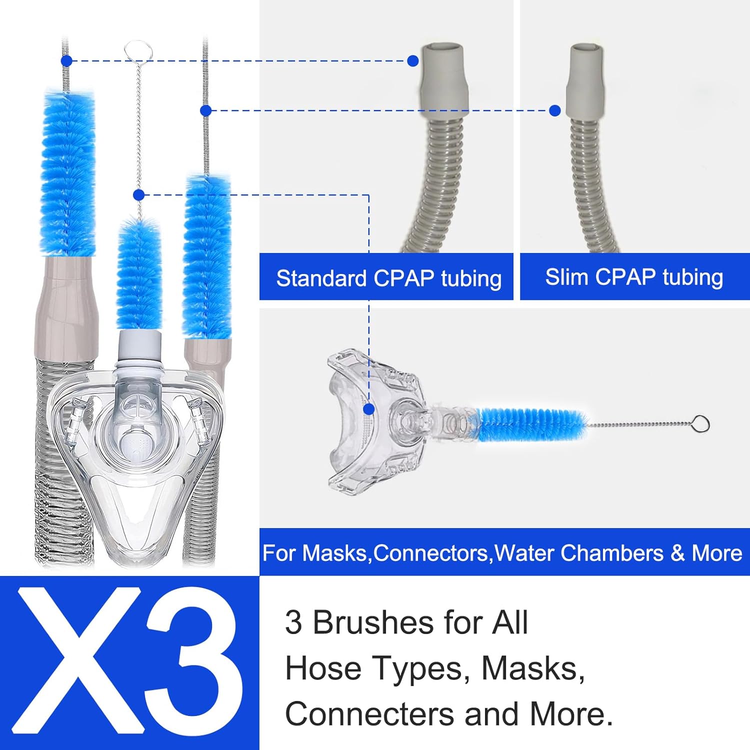 CPAP Cleaning Kit, CPAP Cleaner & CPAP Hose Cleaner Brush for CPAP Machine | CPAP Tube and Mask Cleaning Brush