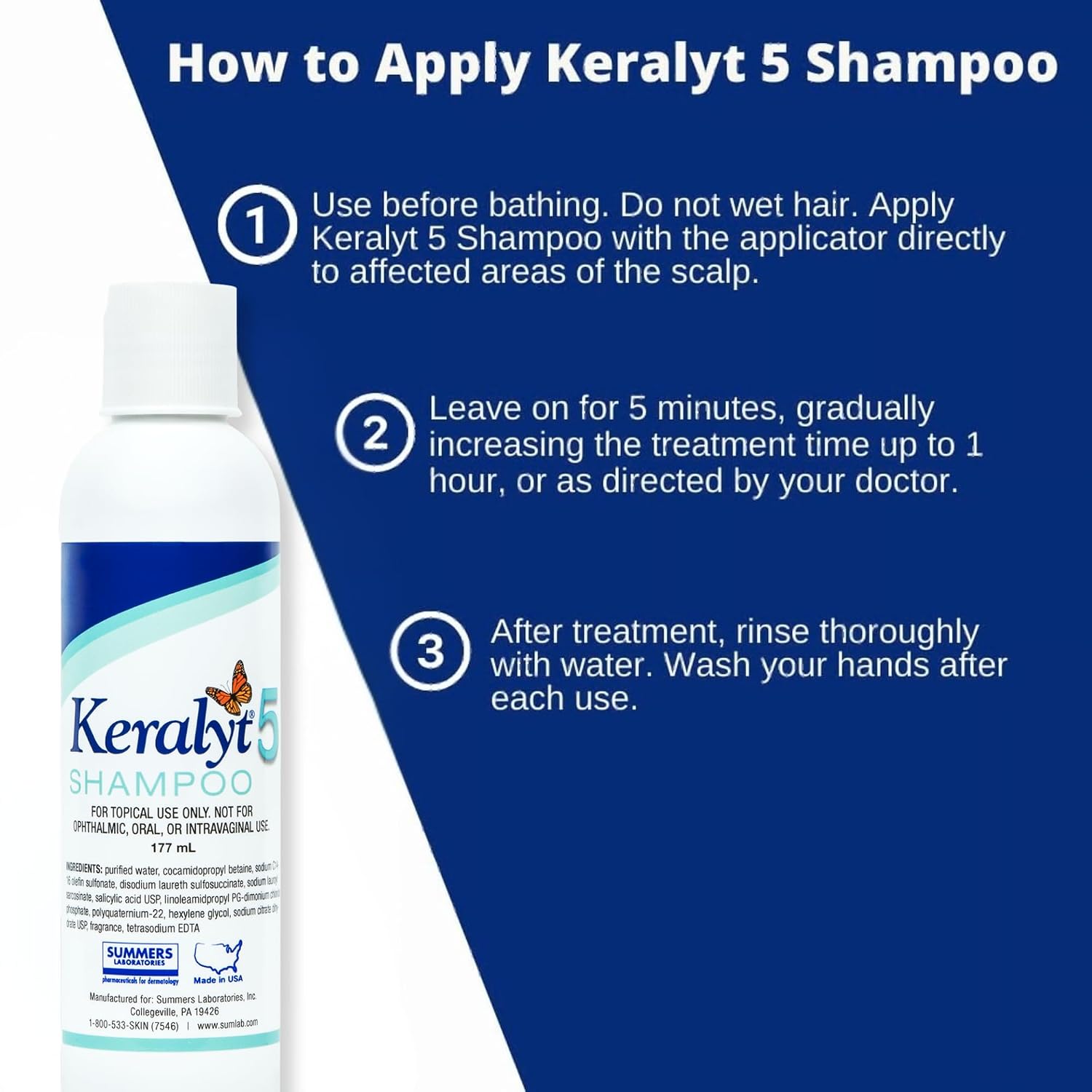 5 Anti-Dandruff Shampoo - Max Strength 5% Salicylic Acid Scalp Build-Up Clearing - Promotes Relief from Dandruff, Psoriasis, Seborrheic Dermatitis, Dryness, and Itchiness, 177 milliliters