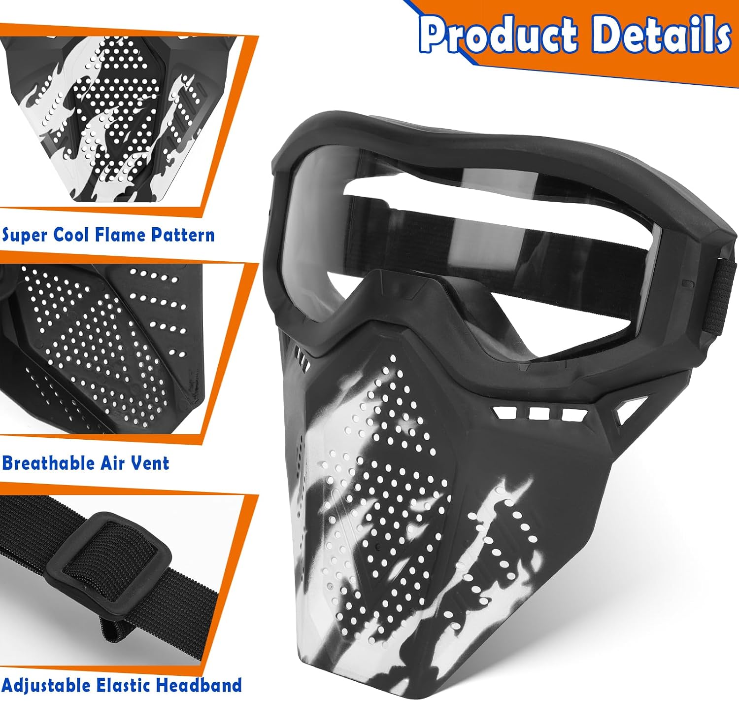 POKONBOY 2 Pack Tactical Mask with Goggles Compatible with Nerf Rival , Apollo, Zeus, Khaos, Atlas, & Artemis Blasters Rival Mask Red & Blue