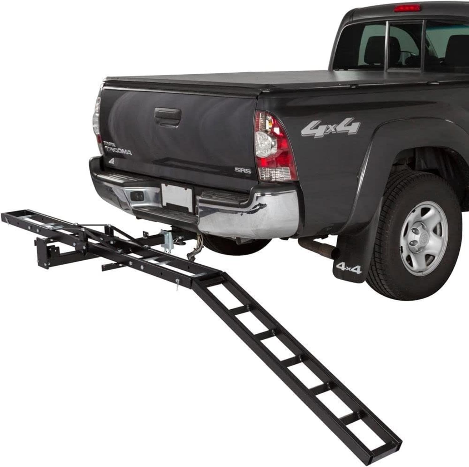 Black Widow Steel Motorcycle Carrier with Ramp for 2-Inch Receiver, 500 lb Capacity - Hitch-Mounted Dirt Bike and Scooter Hauler with Grit-Coated Track and Anti-Rattle Device for SUVs and Trucks