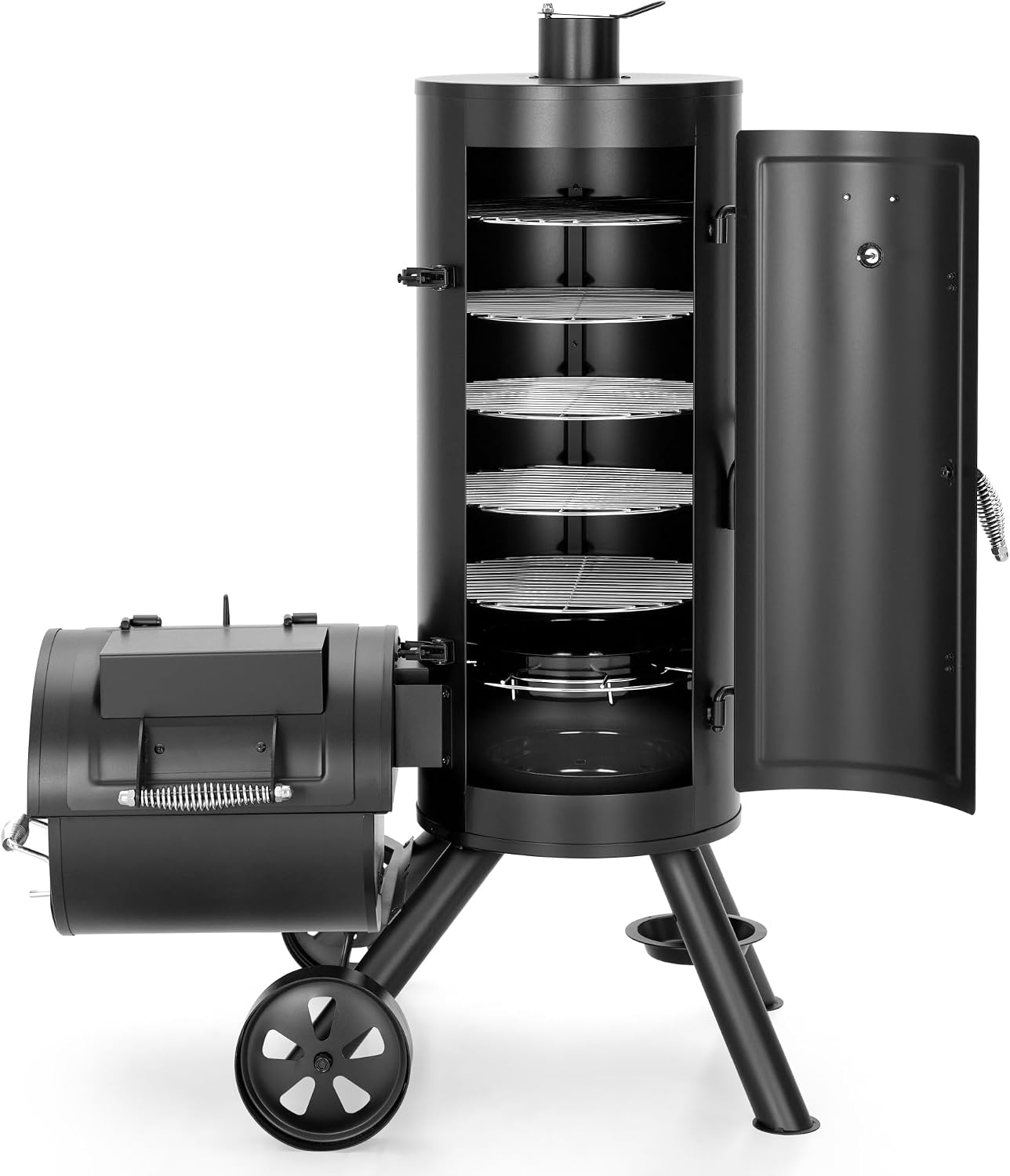 Captiva Designs Vertical Charcoal Smoker Grill Extra Large Barbecue Grill | 961 SQ.IN Outdoor Barrel BBQ Meat Smoker with 5 Removable Smoking Grates & Built-in Hooks for Outdoor Backyard Cooking