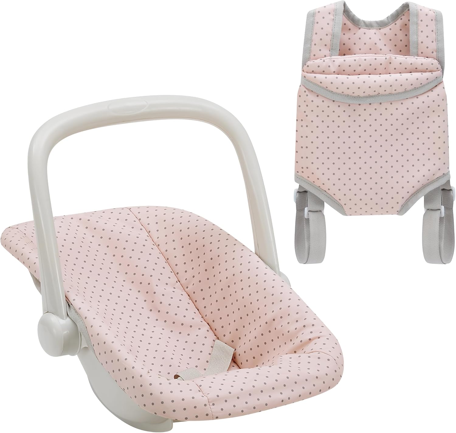 Olivia's Little World Doll Jogging-Style Stroller with Canopy, Storage Underneath, Pink and Cream and Gray | Canopy, Storage Underneath