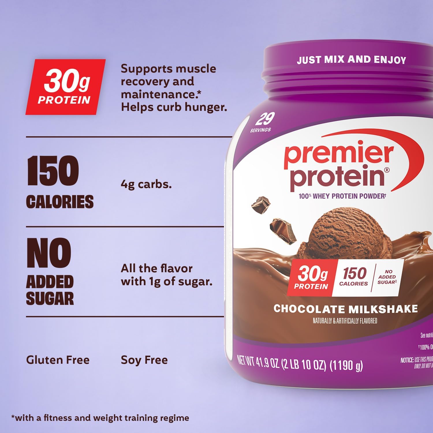 Premier Protein 30g High Protein Powder, 100% Whey, Chocolate, 17 Servings | No Added Sugar, Supports Muscle Health, Soy & Gluten-Free, 1.44 lb