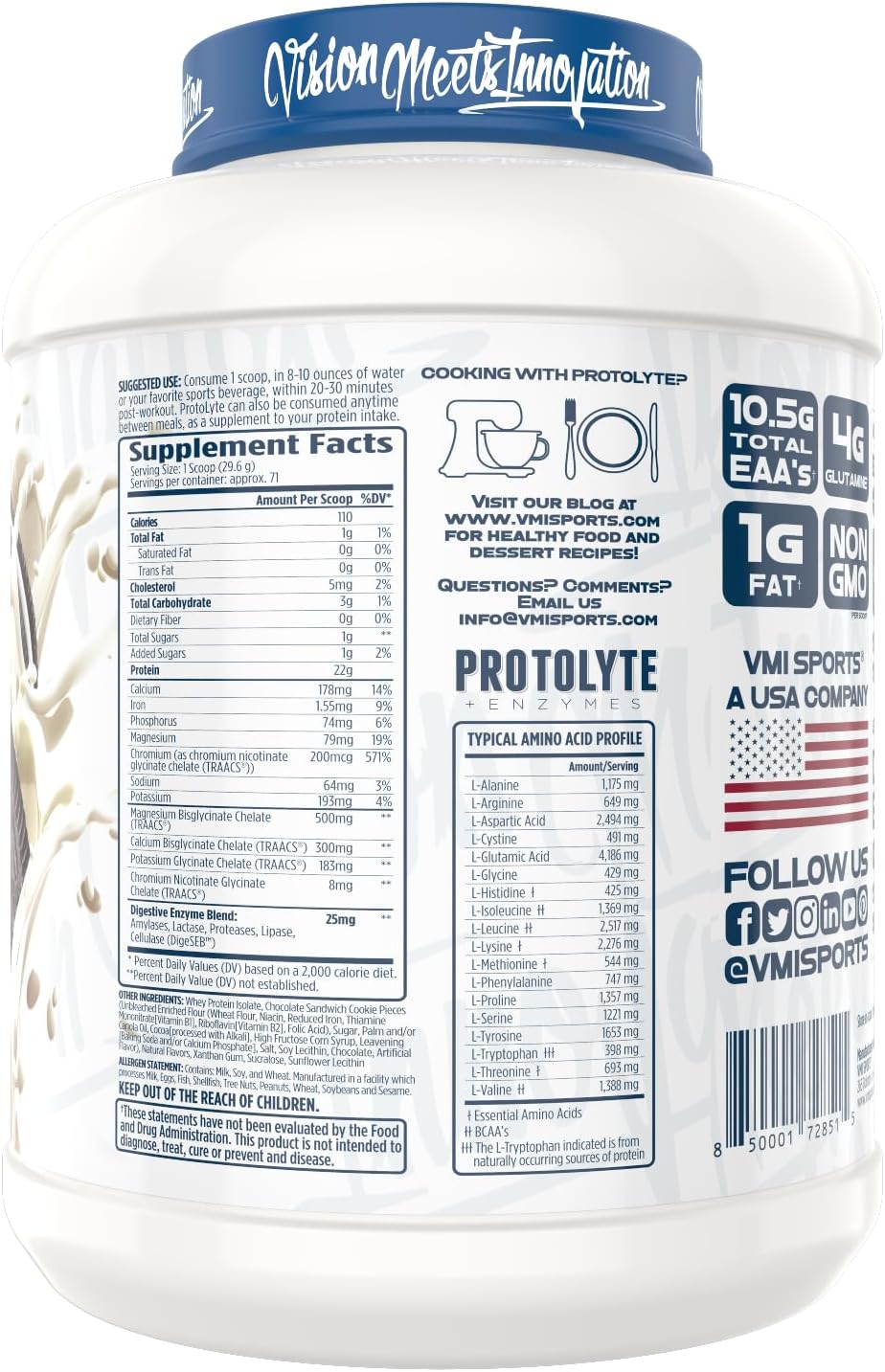 VMI Sports | ProtoLyte Whey Isolate Protein Powder | Low Calorie Whey for Weight Loss and Muscle Gain | Digestive Enzymes | Non-GMO (1.6 lb, Chocolate Fudge Cookie) | Premium whey isolate protein powder for smooth mixing in shakes smoothies and convenien…