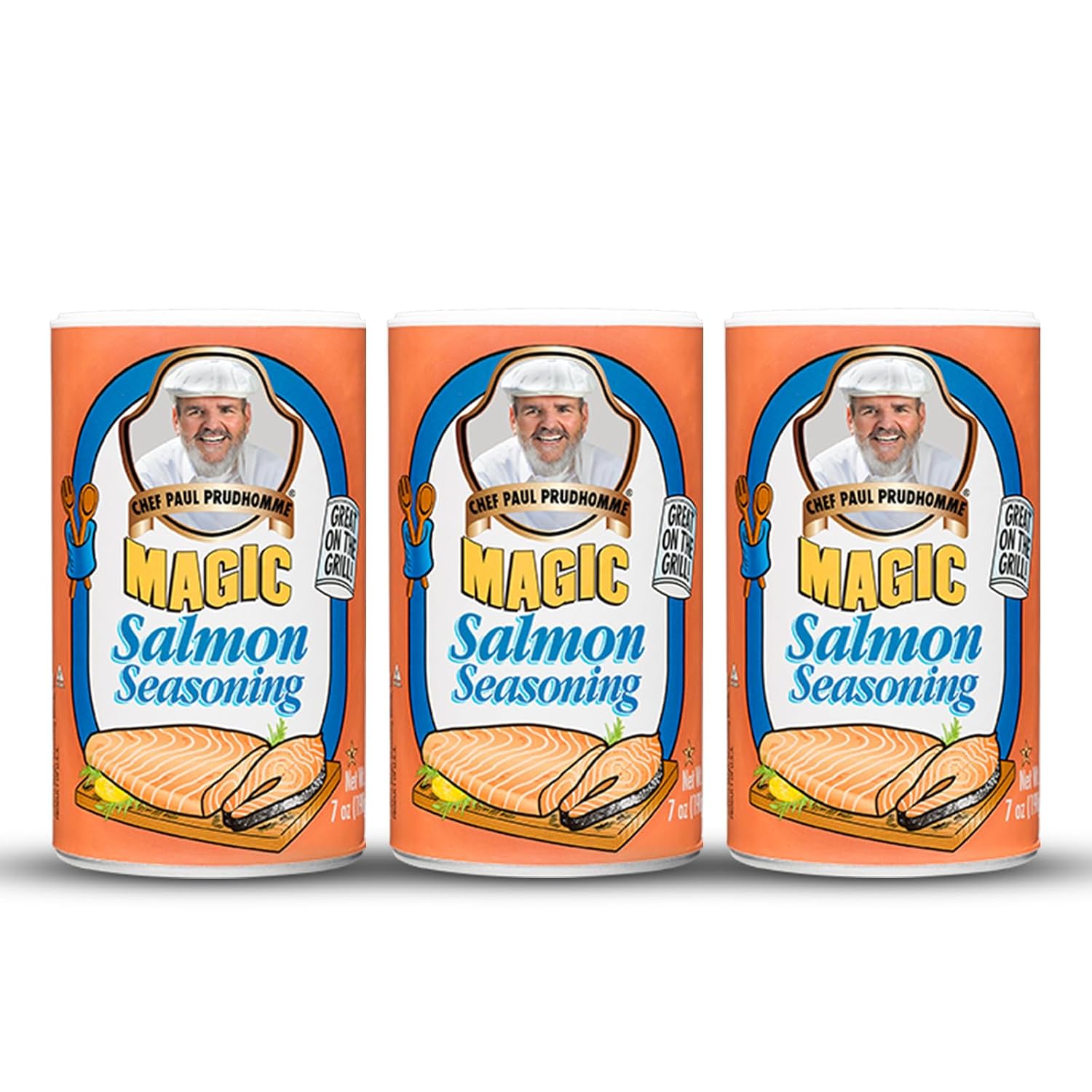 Chef Paul Prudhomme's Salmon Magic Seasoning, With Herbs & Spices, Seafood for Cooking, Fish Blend, Kosher & Halal Certified, 7 oz, 3-Pack