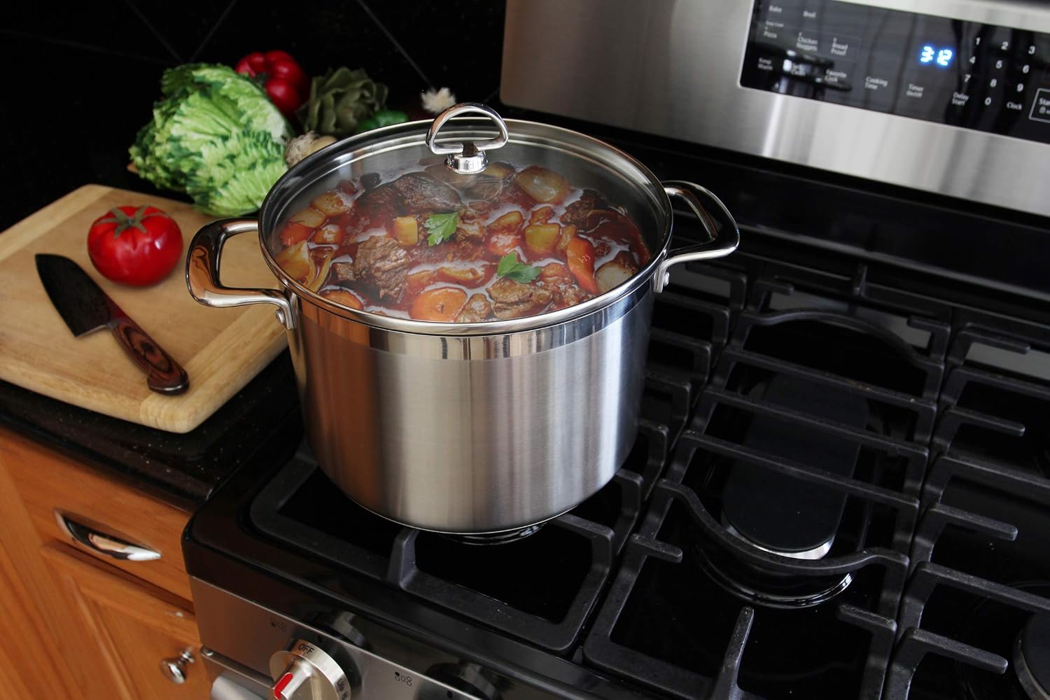 Chantal Induction 21 Steel 1 quart NonStick Saucepan with Tempered Glass Lid, Ceramic Non Stick, Brushed Stainless Steel
