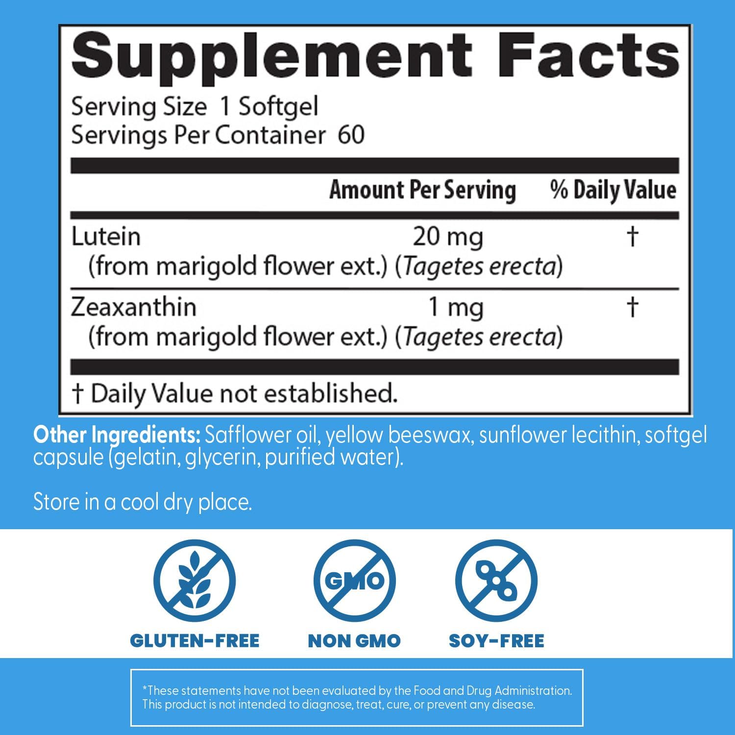 Doctor's Best Lutein Supplement 20mg with Zeaxanthin 1mg - Lutein for Eyes, Eye Health Vitamins for Men & Women