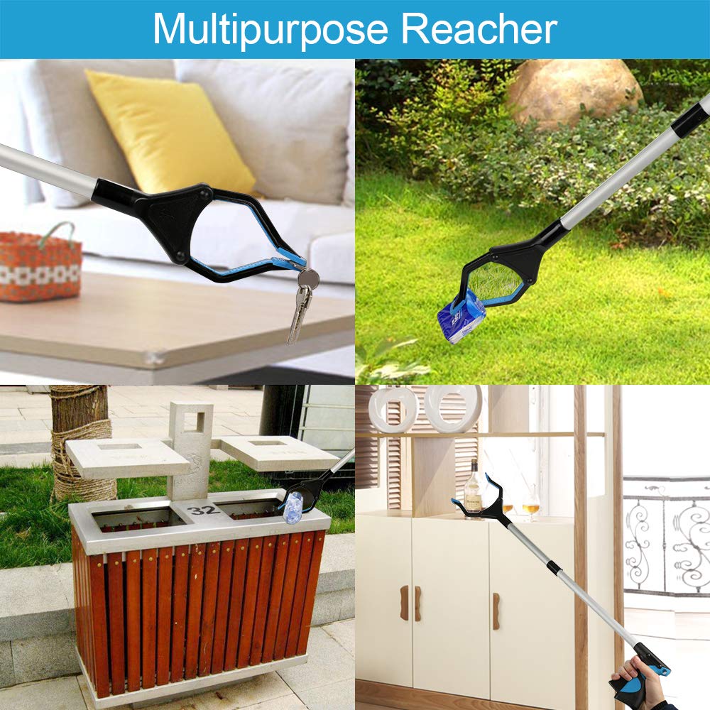 Grabber Reacher Tool, 32" Foldable Picker Upper Grabber, Reaching Tool for Trash Claw Pick Up Stick, Litter Picker, Arm Extension (BLUE1)