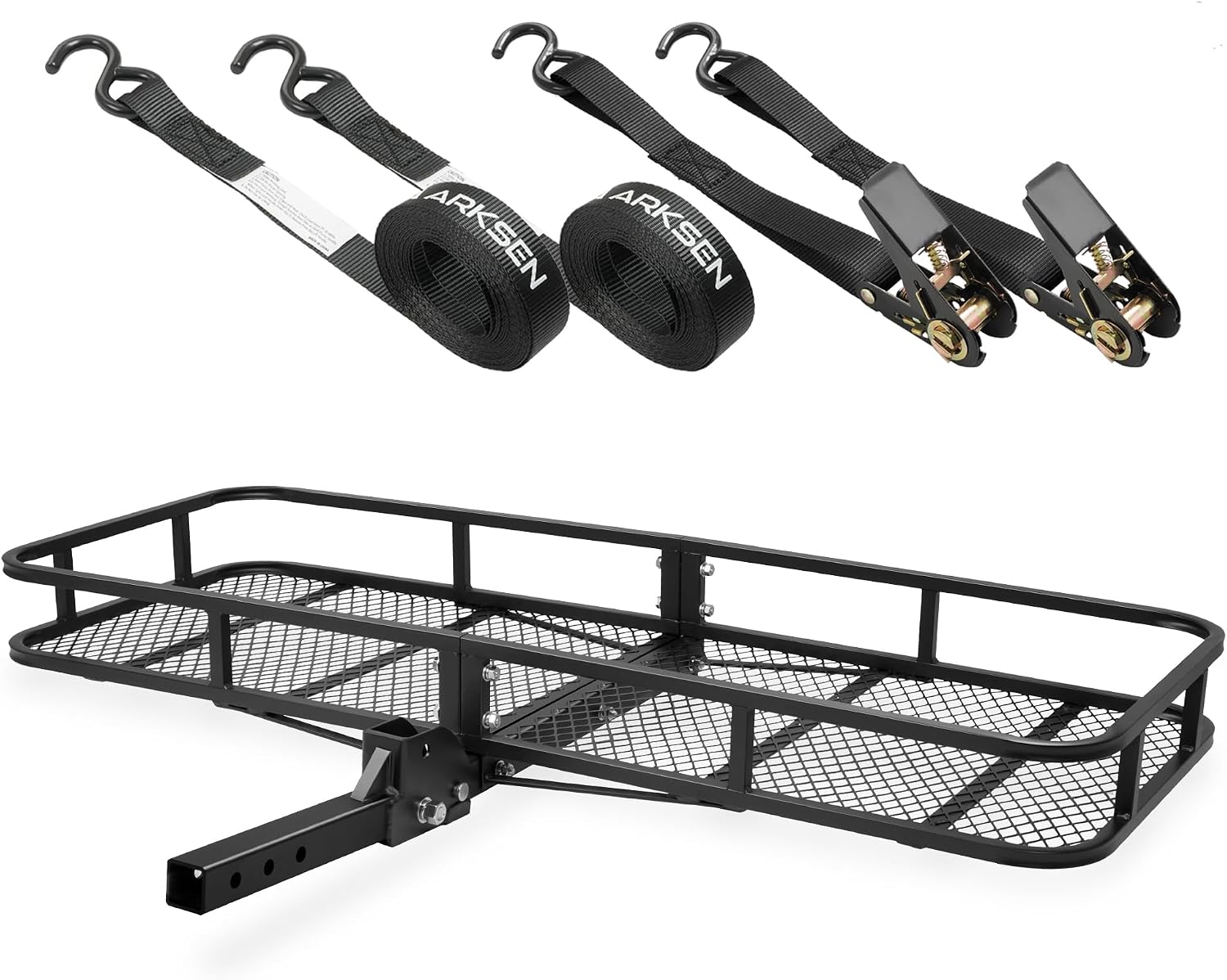 60" x 23" x 5.5" Folding Hitch Cargo Carrier Basket, 500 Lbs Heavy Duty Rear Trailer Hitch Cargo Rack Fits 2" Receiver for SUV, Truck & Van, Ideal for Camping & Travel