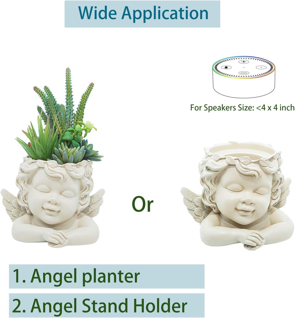 5.5 Inch Height Angel Statue Crafted Head Face Planter Pot