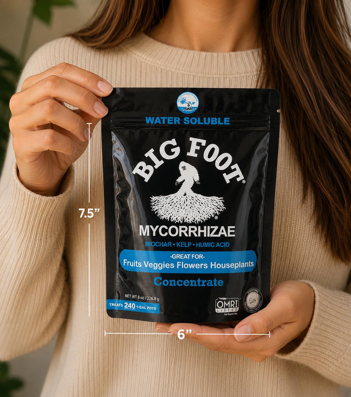 Big Foot Mycorrhizae for Plants, Potted Plants and Gardens - Concentrate Fully Dissolves in Water, Year Round Organic Fertilizer for Root Growth and Healthy Soil - 32 Ounces of Mycorrhizal Inoculant