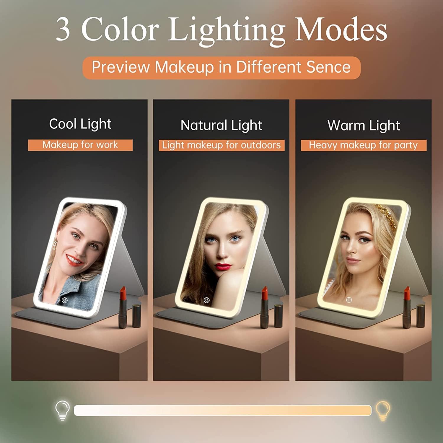 FUNTOUCH Rechargeable Travel Makeup Mirror with 72 Led Lights