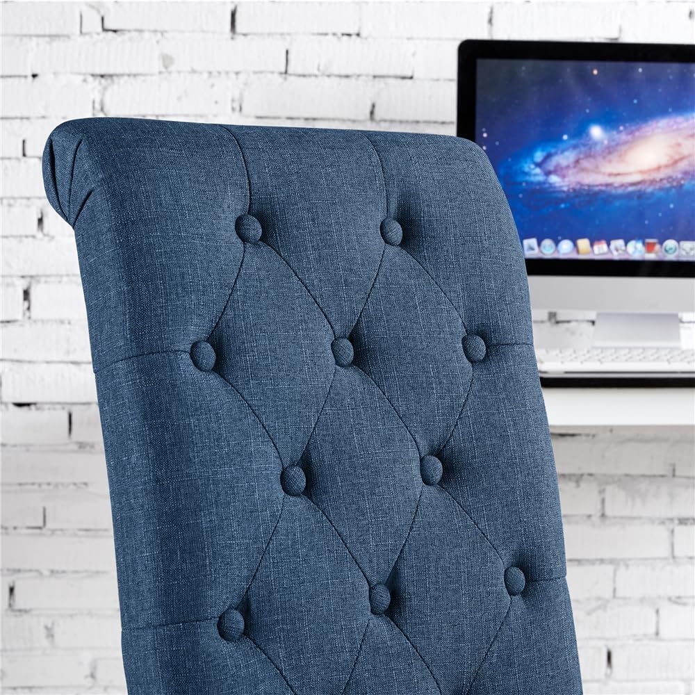 Yaheetech Dining Chairs Set of 2 Modern Upholstered Parson Chairs Dark Gray