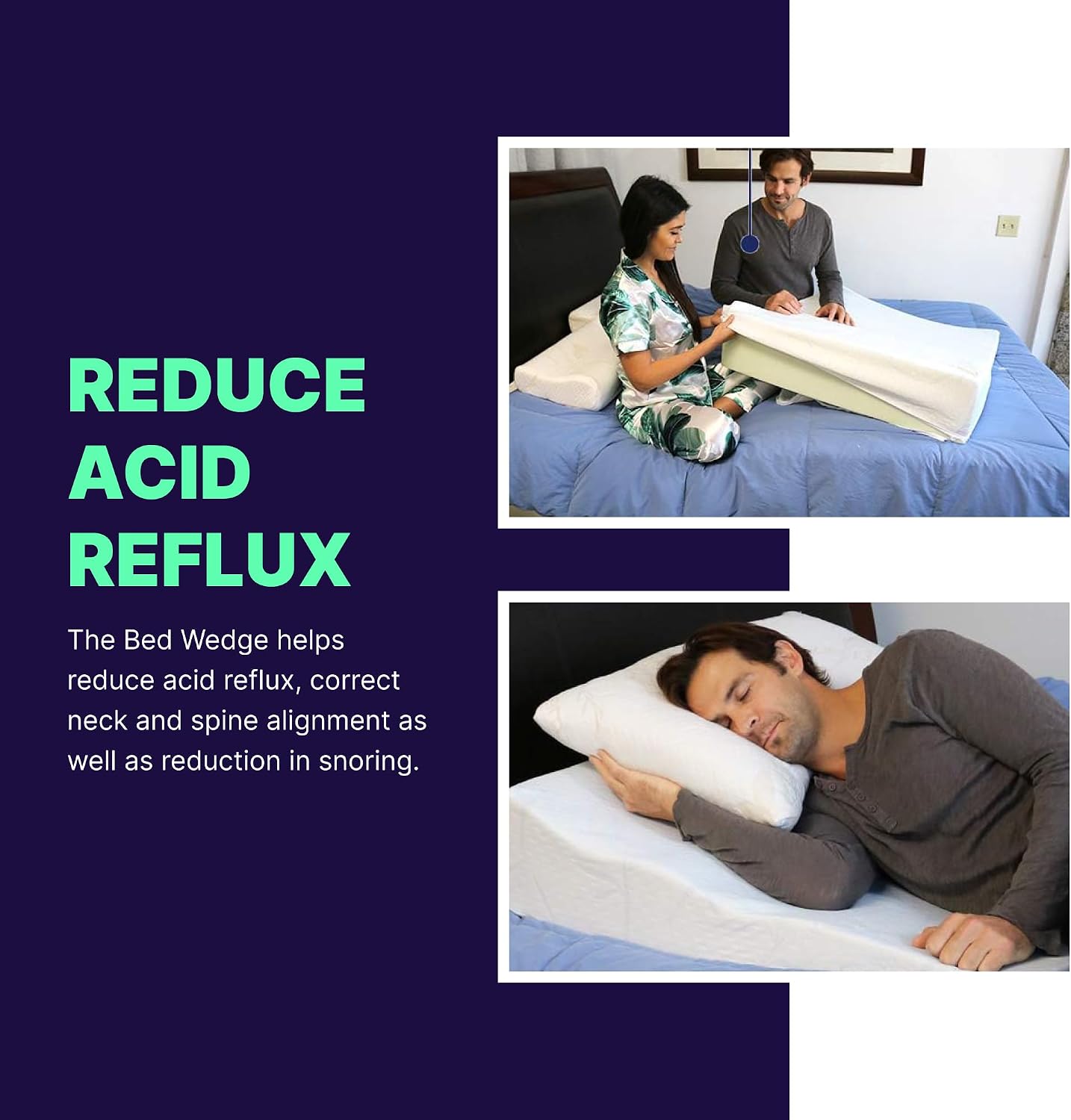 Acid Reflux Wedge Pillow for Sleeping & Sitting – Elevating Memory Foam Pillow for GERD Relief, Snoring, & Back Pain (Side Sleeping Wedge