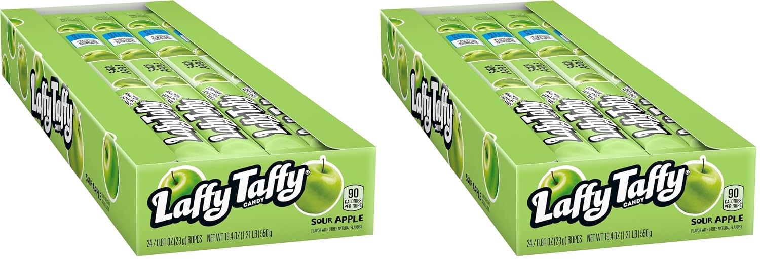 Laffy Taffy Rope Candy, Banana Flavor, 0.81 Ounce Ropes (Pack of 24)