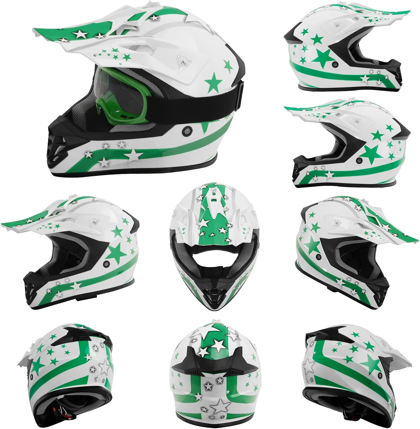 TCMT Youth Dirt Bike Helmet DOT Certified - Kids Full Face Motocross ATV Helmet with Goggles, Gloves and Helmet Bag for Off-Road, BMX, MX, Street Riding