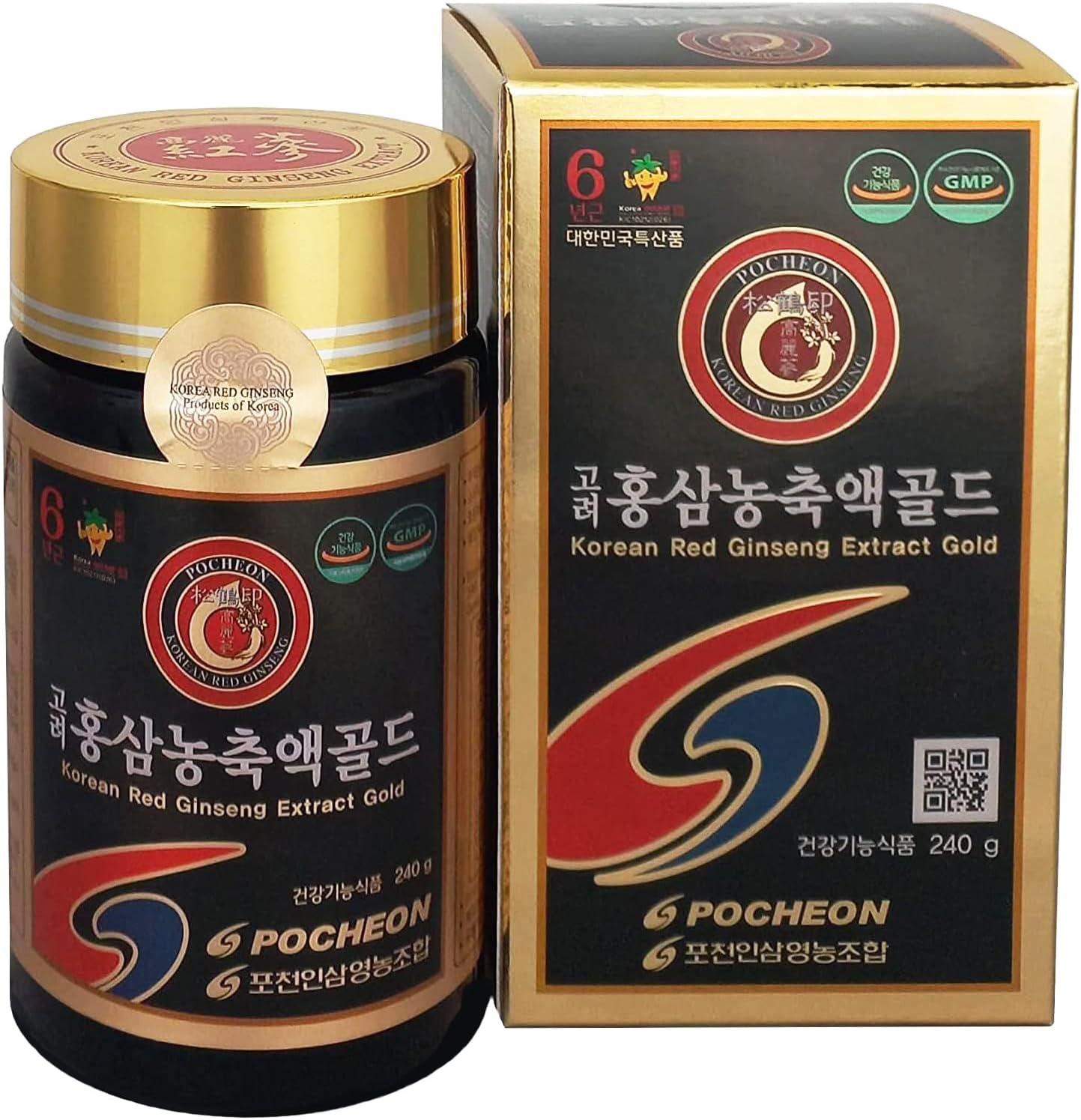 Pocheon 240g(8.5oz), 100% Pure Korean 6years Root Red Ginseng Extract Gold, High Ginsenoside, Saponin, Panax