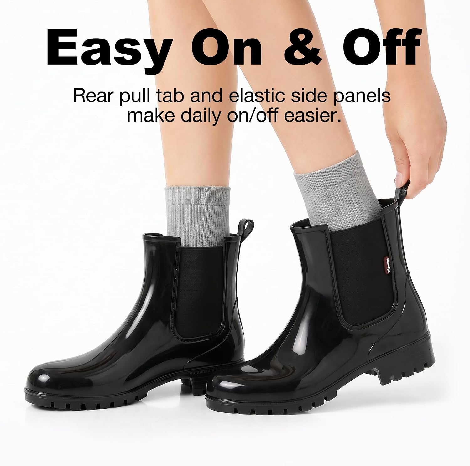planone Cute Short Rain Boots for Women, Waterproof Chelsea Ankle Boots