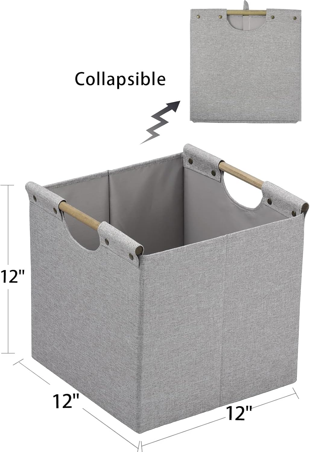HOONEX Collapsible Storage Bins, 13x13x13 Inches Storage Cubes Linen Fabric, 3 Pack