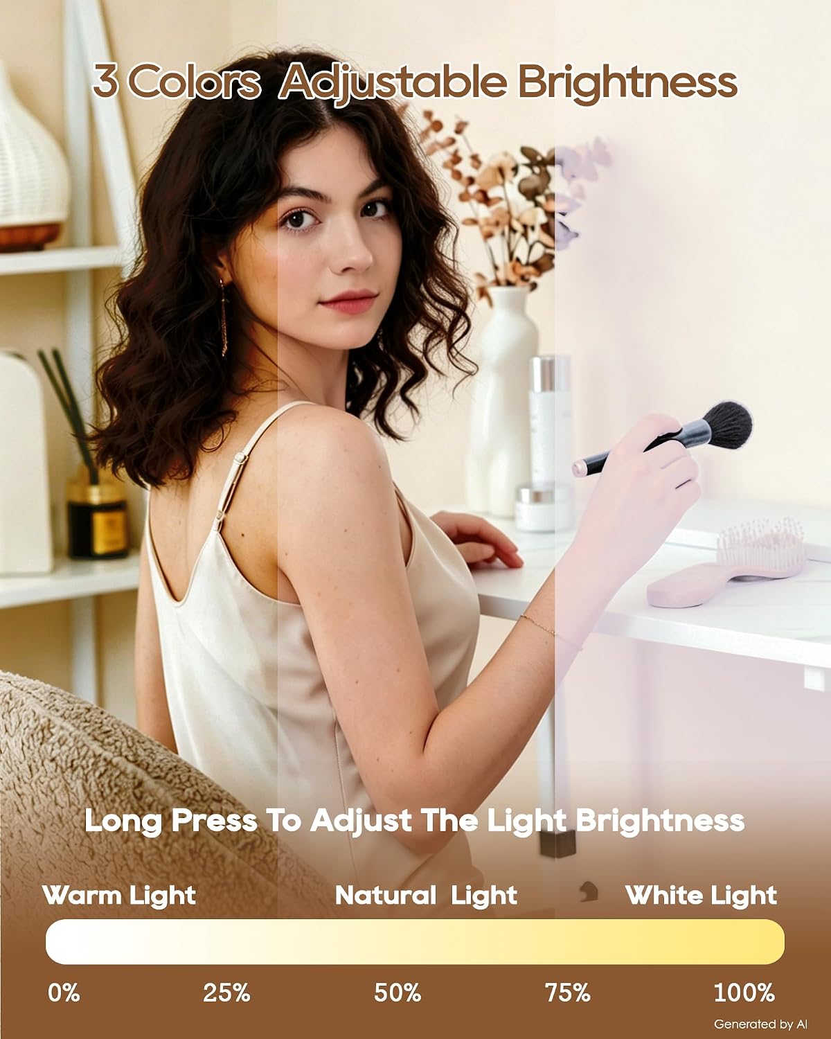 BWLLNI Lighted Makeup Mirror, White Vanity Mirror with Lights,9 LED Bulbs