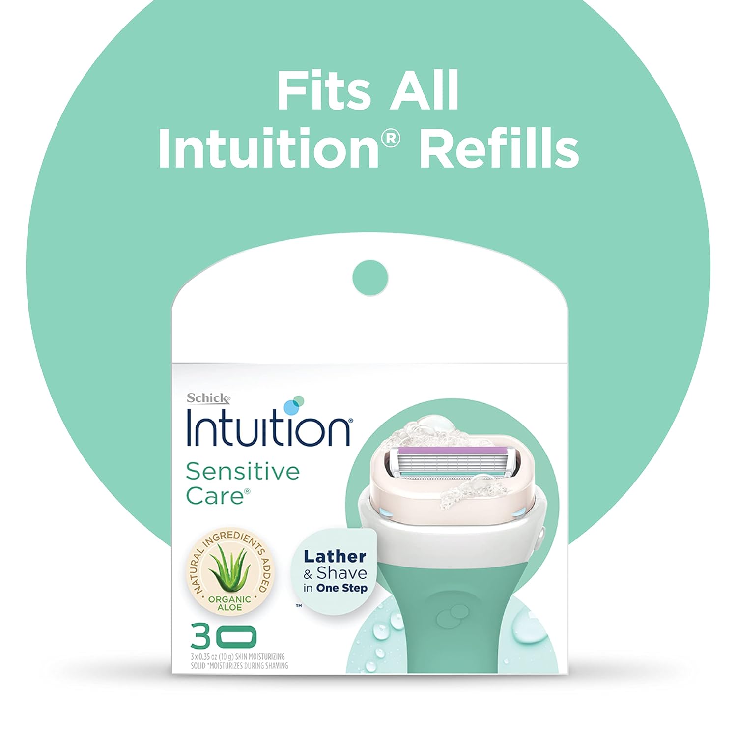 INTUITION Schick Refill, Razors for Women Sensitive Skin | Intuition Razor Blades Refill with Organic Aloe, Razor Refills , 6 Count (Pack of 1)