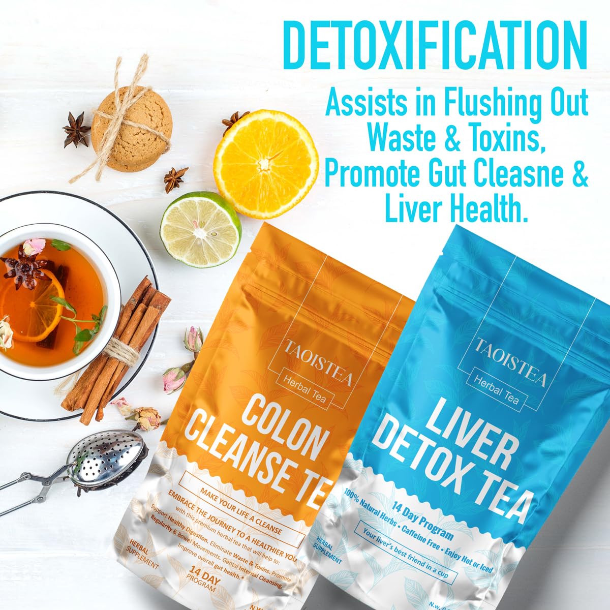 TAOISTEA 14 Day Detox Tea for Weight Loss, Body Cleanse, Metabolism Boost - Morning Boost and Night Cleanse Teas