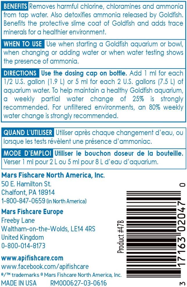 API GOLDFISH PROTECT Aquarium Water Conditioner 4-Ounce Bottle