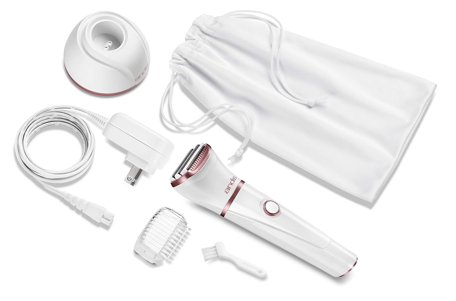 Andis 31015 Close Curves Electric Shaver for Women - Perfect for Legs, Bikini Area & Underarms Hair Removal - Rechargeable Cordless Wet & Dry Shaver