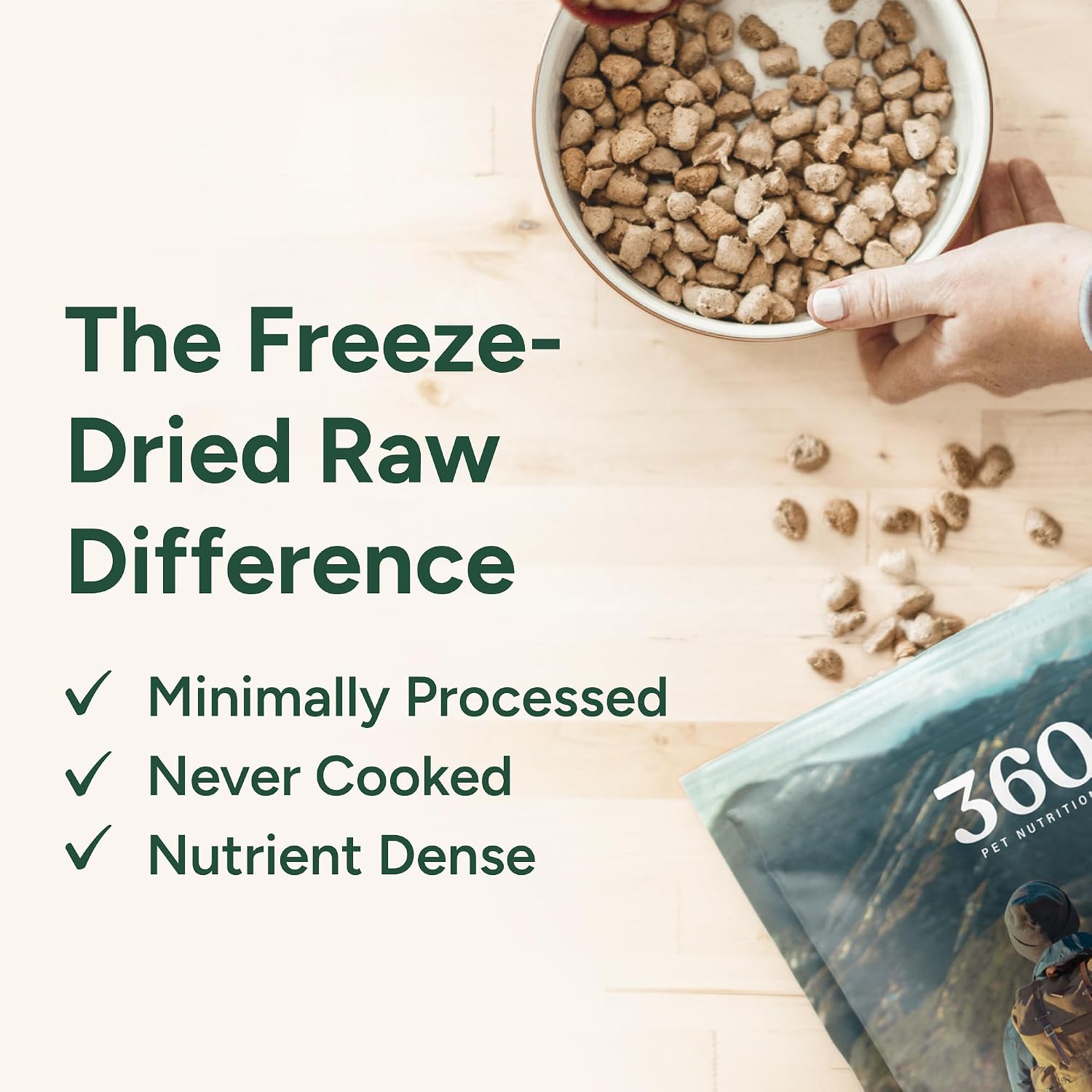 360 Pet Nutrition Freeze-Dried Raw Dog Food – Multi-Protein with Beef, Chicken, Fish, Liver & Organs