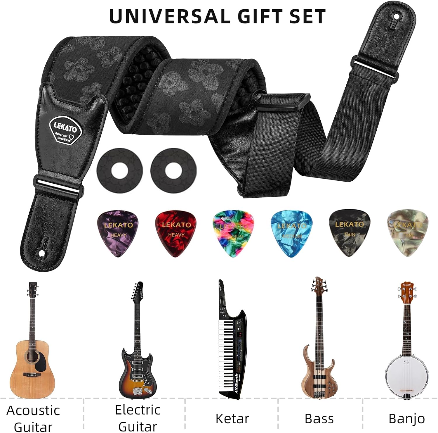 LEKATO Guitar Straps for Electric Guitar Bass