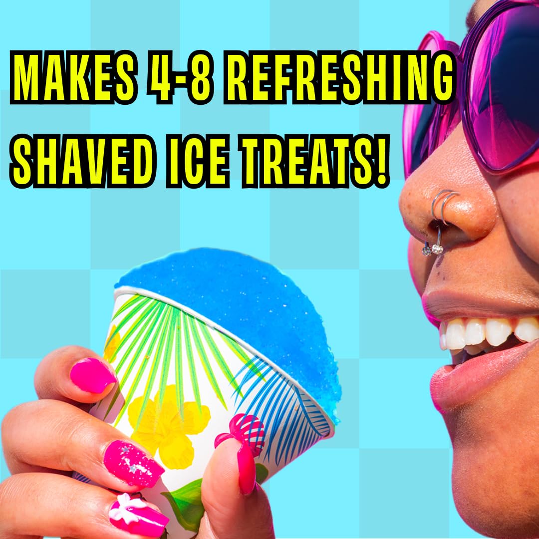 Hawaiian Shaved Ice Blue Raspberry Syrup - Made Nut Soy Dairy Free in the USA - Flavor Fluffy Shaved & Crunchy Snow Cone - Shelf Stable After Opening - Makes 8 Servings - 16 ounces