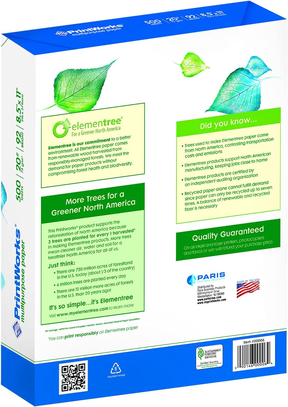 PrintWorks Multipurpose Paper, 20 Pound, 92 Bright, 200 Sheets, 8.5x11 Inches (00019), White