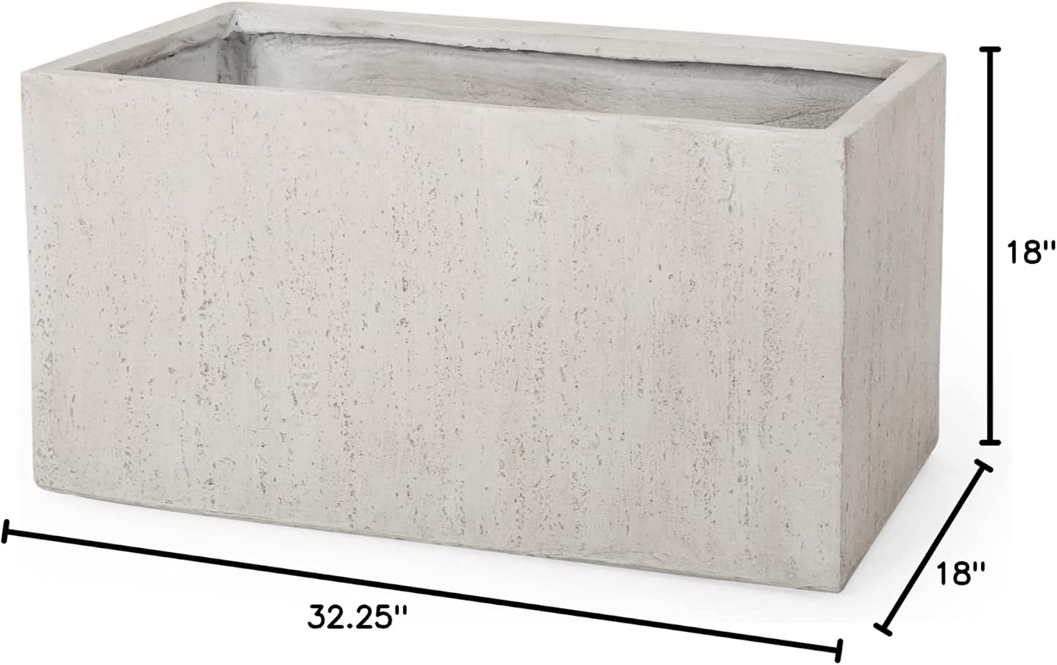 Christopher Knight Home Vanessa Outdoor Modern Large Cast Stone Rectangular Planter, White