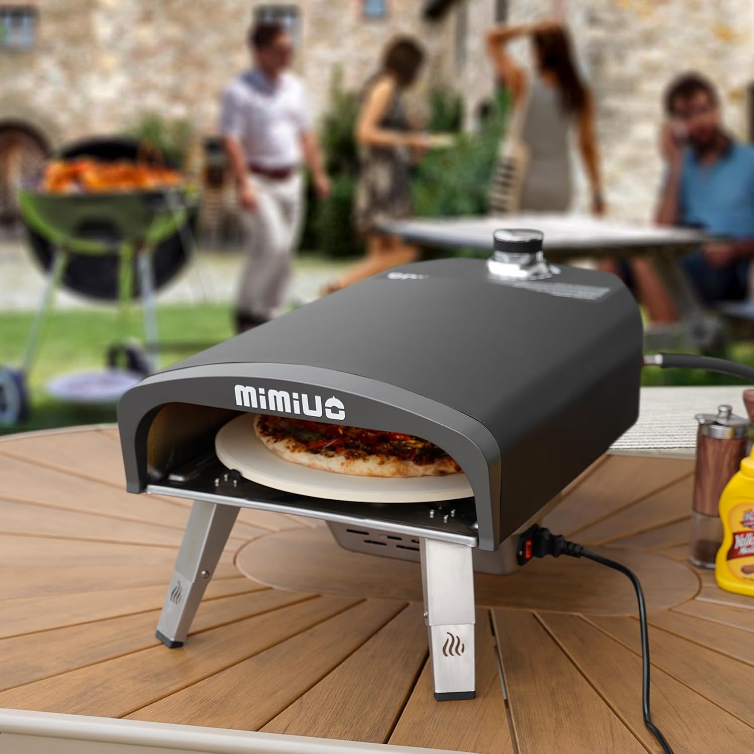 Mimiuo 12" Gas Pizza Oven Outdoor 33Lbs – 60S Bake, w/Stone, Peel & Cover