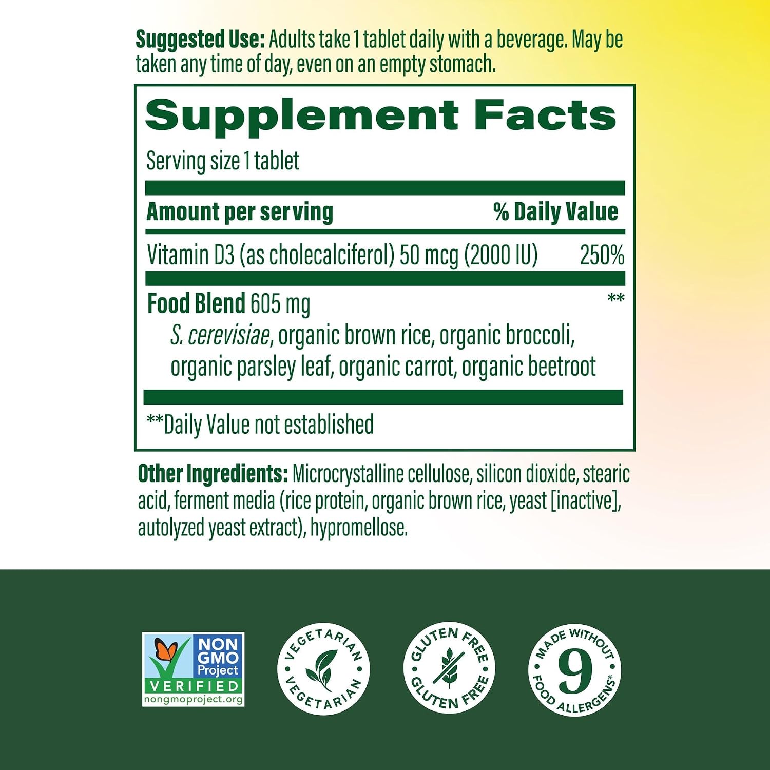 MegaFood Vitamin D3 2000 IU (50 mcg), Bone & Immune Health, 60 Tablets | Vitamin D3 Daily Support for Bone, Teeth, Muscle & Immune Health, Plus Real Food, Non-GMO, Vegetarian, 60 Servings