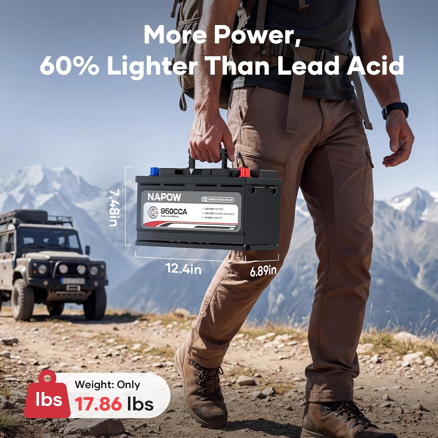 12V 70Ah Sodium Ion Car Battery, 1000CCA IP65 Waterproof Automotive Group Size 49 Battery for Car RV Marine