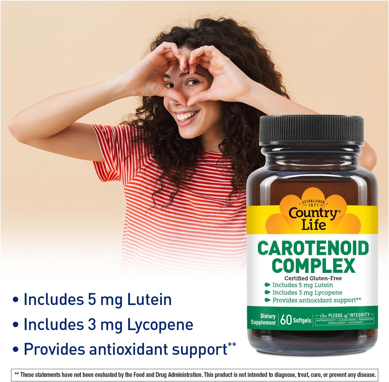 Country Life Carotenoid Complex with Lutein and Lycopene, 60 Softgels | Antioxidant support with beta-carotene