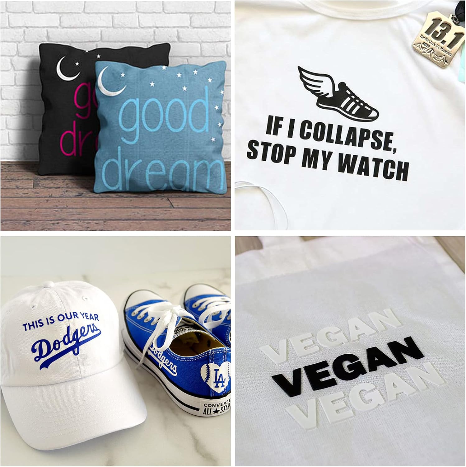 XSEINO HTV Heat Transfer Vinyl for T-Shirts 12"x10" -13Pack Perfect Iron On Vinyl for Cricut
