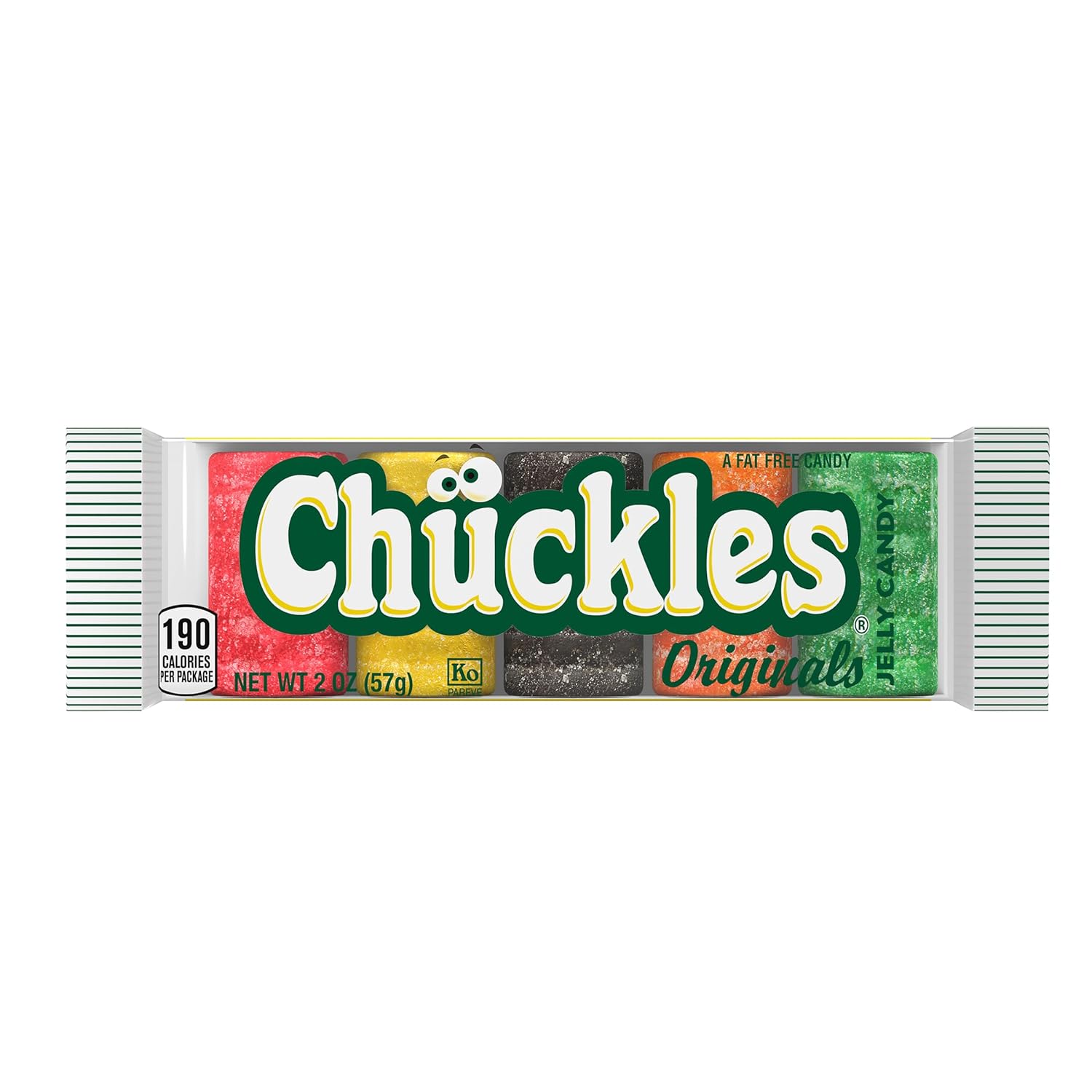 Wonka Chuckles Original, Jelly Sugar-Coated Candies, Fruit Flavored Candy, 2 Ounce Bars (Pack of 24) | Cherry, lemon, lime, orange, licorice jelly