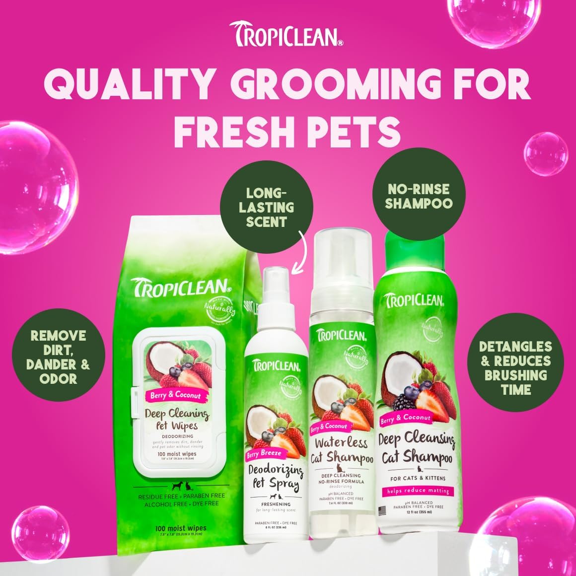 TropiClean Deodorizing Dog Shampoo, Berry & Coconut Scent, 2.5 Gallon