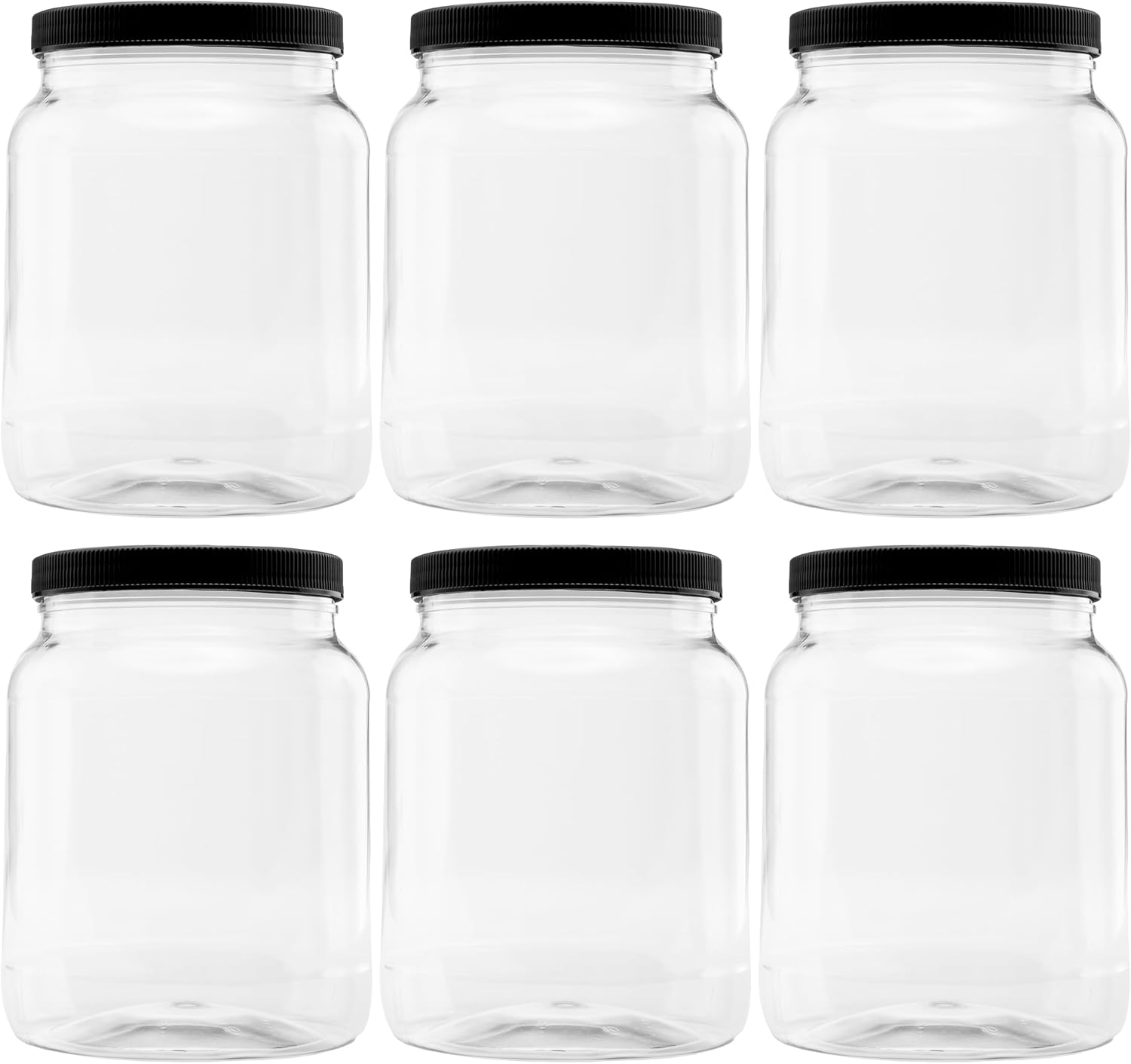 1 Pack - 128 oz (1 Gallon) Plastic Storage Jars with 110-400 Leak Proof Black Lids, Food Grade, BPA Free, Hand Wash Only (128oz, BLK, 1PK)