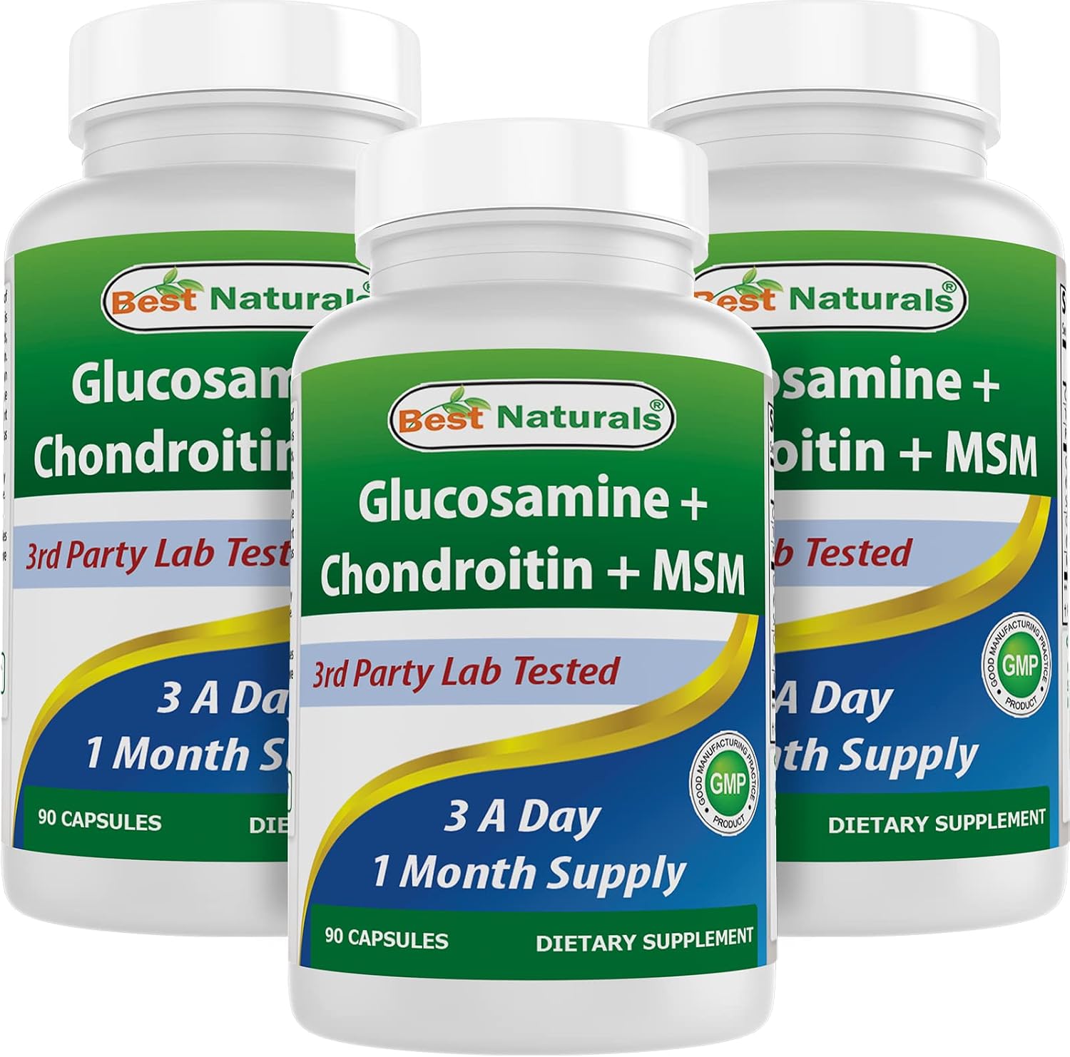 Best Naturals, Glucosamine Chondroitin MSM Supplements, 2600 mg per Serving, 90 Capsules (90 Count (Pack of 1))