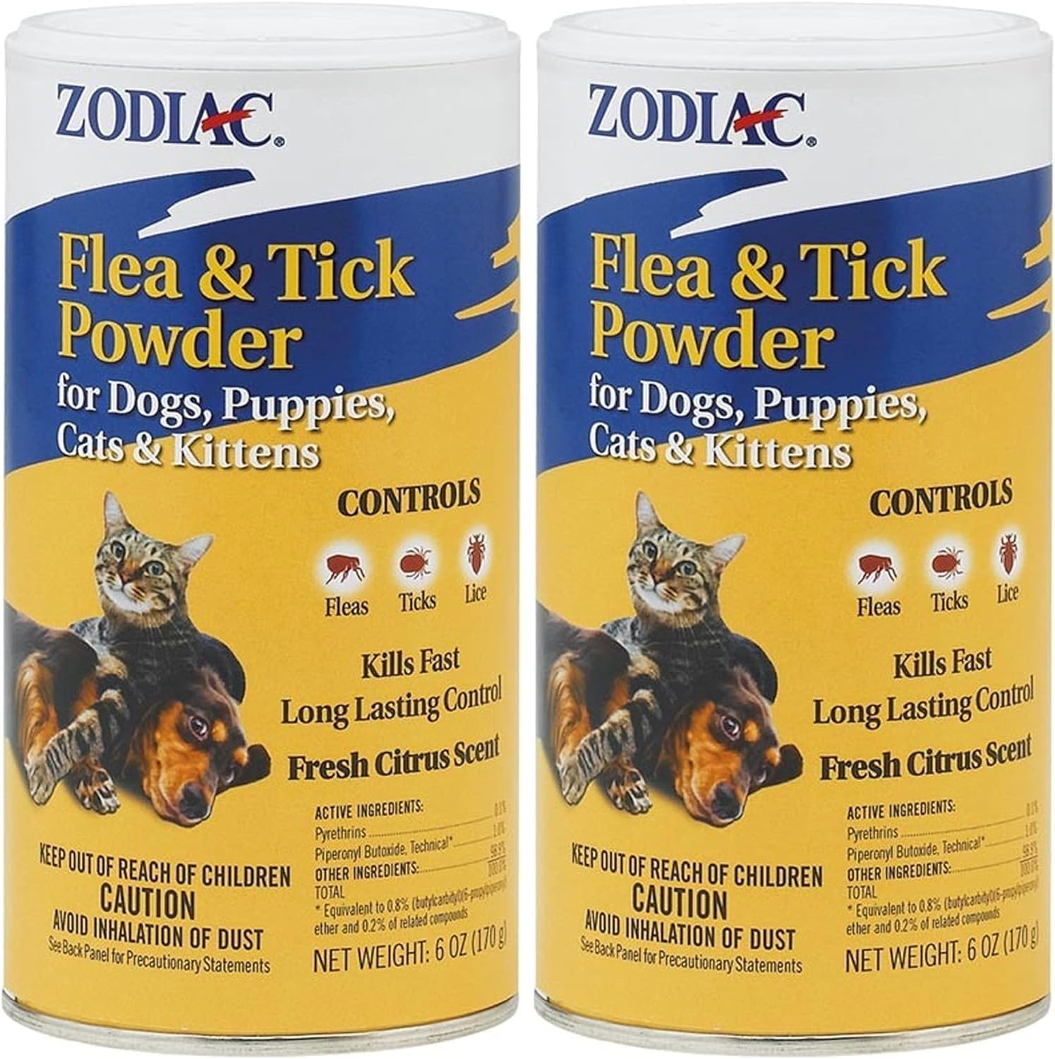 Zodiac Flea & Tick Powder for Dogs, Puppies, Cats & Kittens beige Small | Flea powder for dogs and cats 12 weeks or older; apply weekly for continued flea killer and tick control