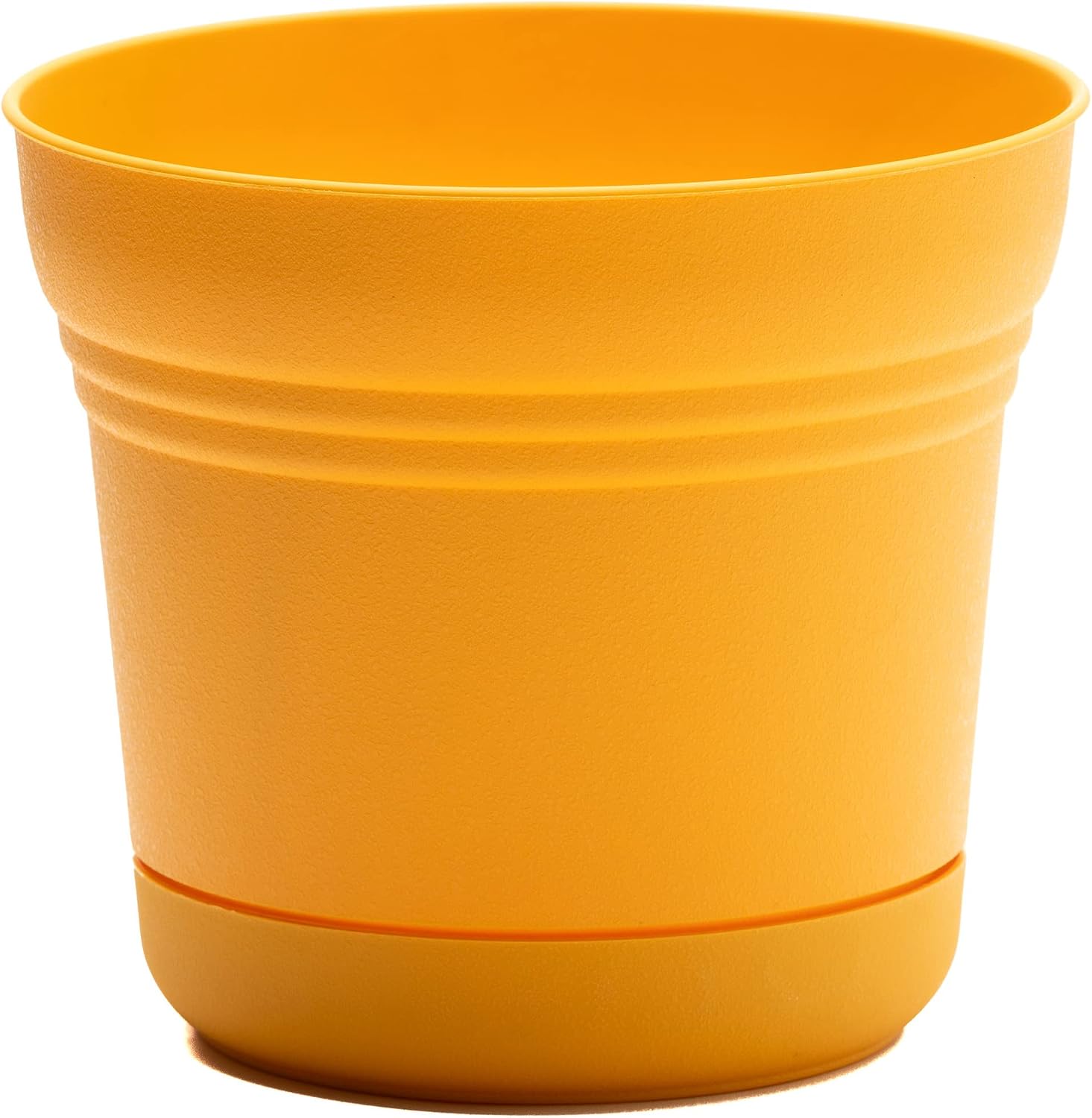 Bloem Saturn Round Planter with Saucer Tray: 14" - Black - Durable Plastic Pot, Matte Finish, Removable Saucer, for Indoor & Outdoor Use, Gardening, 5 Gallon Capacity